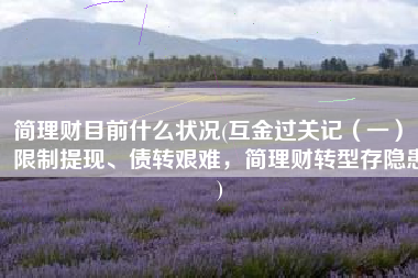 简理财目前什么状况(互金过关记（一） |限制提现、债转艰难，简理财转型存隐患)