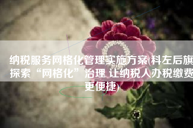 纳税服务网格化管理实施方案(科左后旗探索“网格化”治理 让纳税人办税缴费更便捷)