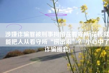 涉嫌诈骗罪被刑事拘留在看守所(花钱就能把人从看守所“捞出来”？ 小心中了诈骗圈套)