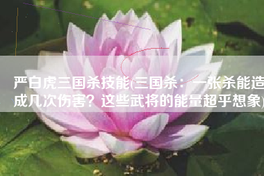 严白虎三国杀技能(三国杀：一张杀能造成几次伤害？这些武将的能量超乎想象)