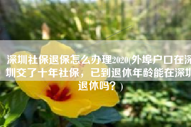 深圳社保退保怎么办理2020(外埠户口在深圳交了十年社保，已到退休年龄能在深圳退休吗？)