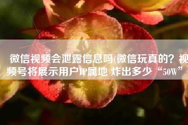 微信视频会泄露信息吗(微信玩真的？视频号将展示用户IP属地 炸出多少“50W”)
