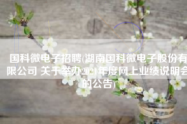 国科微电子招聘(湖南国科微电子股份有限公司 关于举办2021年度网上业绩说明会的公告)