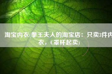 淘宝内衣(拳王夫人的淘宝店：只卖3件内衣，C罩杯起卖)