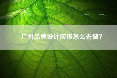 广州品牌设计应该怎么去做？