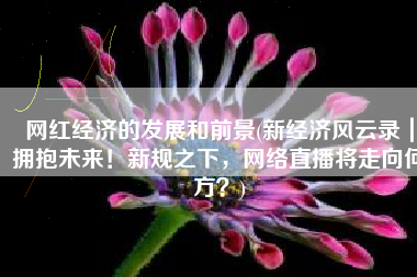 网红经济的发展和前景(新经济风云录｜拥抱未来！新规之下，网络直播将走向何方？)
