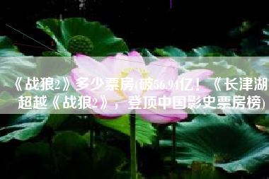 《战狼2》多少票房(破56.94亿！《长津湖》超越《战狼2》，登顶中国影史票房榜)