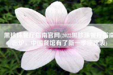 黑珍珠餐厅指南官网(2022黑珍珠餐厅指南出炉，中国餐馆有了新一季座次表)