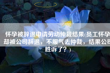 怀孕被辞退申请劳动仲裁结果(员工怀孕却被公司辞退，不服气去仲裁，结果公司胜诉了？)