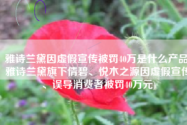 雅诗兰黛因虚假宣传被罚40万是什么产品(雅诗兰黛旗下倩碧、悦木之源因虚假宣传、误导消费者被罚40万元)