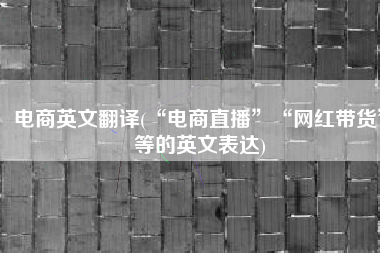电商英文翻译(“电商直播”“网红带货”等的英文表达)