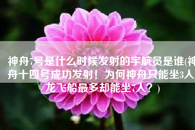 神舟7号是什么时候发射的宇航员是谁(神舟十四号成功发射！为何神舟只能坐3人，龙飞船最多却能坐7人？)