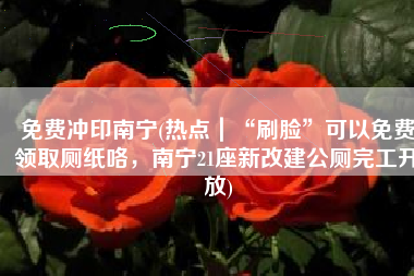 免费冲印南宁(热点｜“刷脸”可以免费领取厕纸咯，南宁21座新改建公厕完工开放)