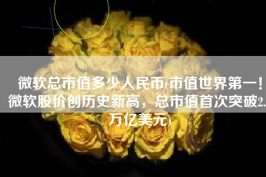 微软总市值多少人民币(市值世界第一！微软股价创历史新高，总市值首次突破2.5万亿美元)