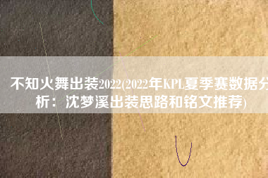 不知火舞出装2022(2022年KPL夏季赛数据分析：沈梦溪出装思路和铭文推荐)