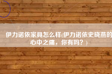 伊力诺依家具怎么样(伊力诺依史晓燕的心中之痛，你有吗？)