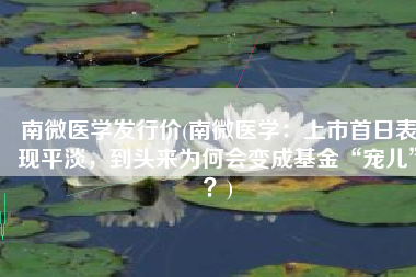 南微医学发行价(南微医学：上市首日表现平淡，到头来为何会变成基金“宠儿”？)