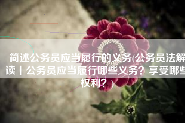 简述公务员应当履行的义务(公务员法解读丨公务员应当履行哪些义务？享受哪些权利？)