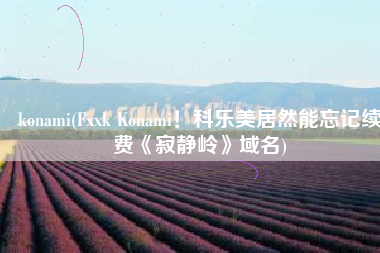 konami(Fxxk Konami！科乐美居然能忘记续费《寂静岭》域名)