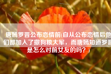 唐嫣罗晋公布恋情前(自从公布恋情后他们都加入了撒狗粮大军，而唐嫣知道罗晋是怎么对前女友的吗？)