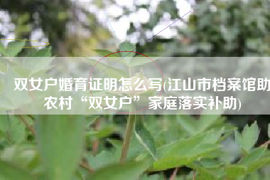 双女户婚育证明怎么写(江山市档案馆助农村“双女户”家庭落实补助)
