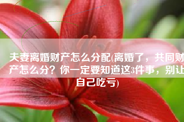 夫妻离婚财产怎么分配(离婚了，共同财产怎么分？你一定要知道这3件事，别让自己吃亏)