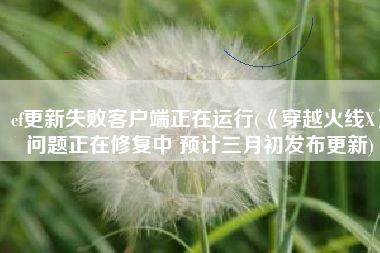cf更新失败客户端正在运行(《穿越火线X》问题正在修复中 预计三月初发布更新)