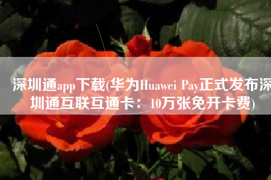 深圳通app下载(华为Huawei Pay正式发布深圳通互联互通卡：10万张免开卡费)