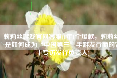 莉莉丝游戏官网客服(1年1个爆款，莉莉丝是如何成为“中国第三”手游发行商的？丨专访发行负责人)