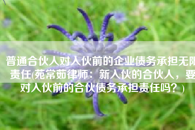 普通合伙人对入伙前的企业债务承担无限责任(苑常茹律师：新入伙的合伙人，要对入伙前的合伙债务承担责任吗？)