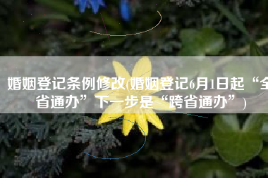 婚姻登记条例修改(婚姻登记6月1日起“全省通办”下一步是“跨省通办”)