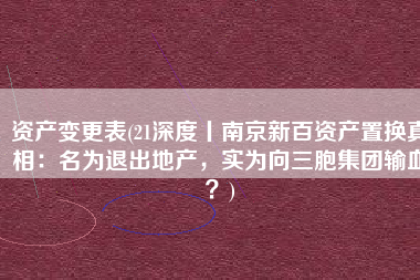 资产变更表(21深度丨南京新百资产置换真相：名为退出地产，实为向三胞集团输血？)