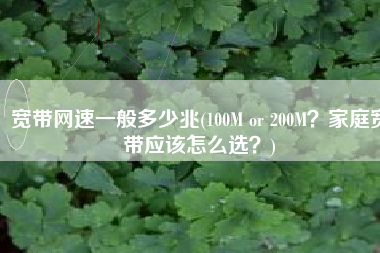 宽带网速一般多少兆(100M or 200M？家庭宽带应该怎么选？)