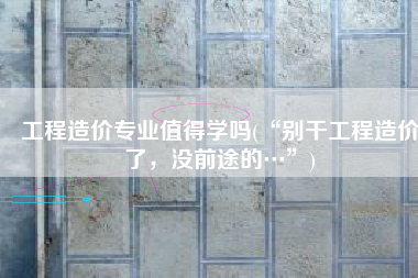 工程造价专业值得学吗(“别干工程造价了，没前途的…”)