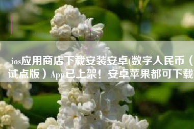 ios应用商店下载安装安卓(数字人民币（试点版）App已上架！安卓苹果都可下载)