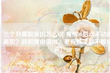 三个月离职原因怎么说(有些00后动不动就离职？辞职理由很刚，老板看了都不敢吭声)