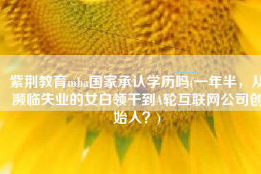 紫荆教育mba国家承认学历吗(一年半，从濒临失业的女白领干到A轮互联网公司创始人？)