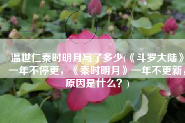 温世仁秦时明月写了多少(《斗罗大陆》一年不停更，《秦时明月》一年不更新，原因是什么？)