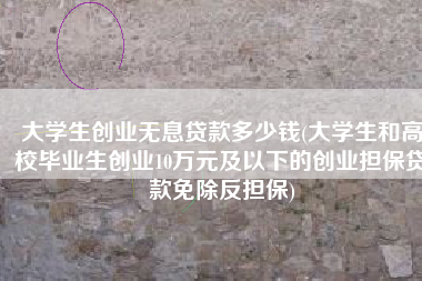 大学生创业无息贷款多少钱(大学生和高校毕业生创业10万元及以下的创业担保贷款免除反担保)