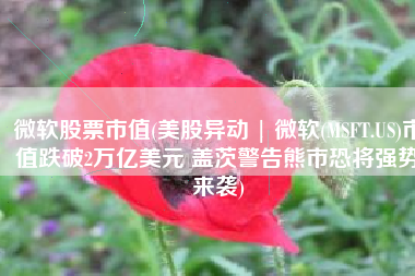 微软股票市值(美股异动 | 微软(MSFT.US)市值跌破2万亿美元 盖茨警告熊市恐将强势来袭)