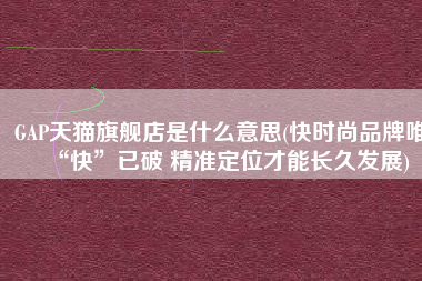 GAP天猫旗舰店是什么意思(快时尚品牌唯“快”已破 精准定位才能长久发展)