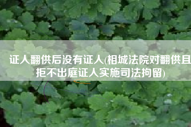 证人翻供后没有证人(相城法院对翻供且拒不出庭证人实施司法拘留)