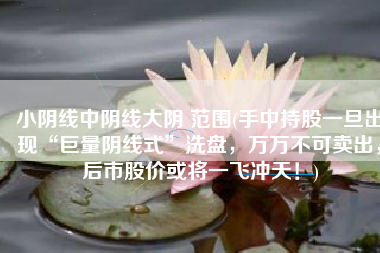 小阴线中阴线大阴 范围(手中持股一旦出现“巨量阴线式”洗盘，万万不可卖出，后市股价或将一飞冲天！)