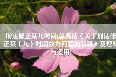 刑法修正案九时间(最高法《关于刑法修正案（九）时间效力问题的解释》及理解与适用)
