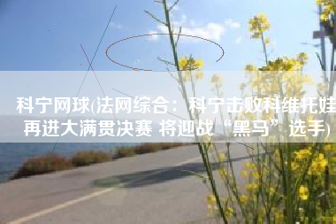 科宁网球(法网综合：科宁击败科维托娃再进大满贯决赛 将迎战“黑马”选手)