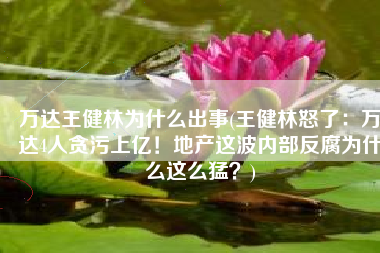 万达王健林为什么出事(王健林怒了：万达4人贪污上亿！地产这波内部反腐为什么这么猛？)