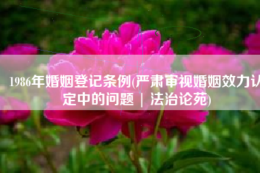 1986年婚姻登记条例(严肃审视婚姻效力认定中的问题 | 法治论苑)