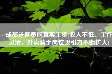 成都送餐员的真实工资(收入不低、工作灵活，外卖骑手岗位吸引力不断扩大)