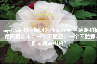 angelababy和黄晓明为什么分手(黄晓明和杨颖离婚始末：一个不愁娶，一个不愁嫁，都是利益纠葛？)