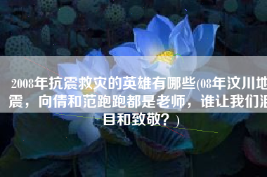 2008年抗震救灾的英雄有哪些(08年汶川地震，向倩和范跑跑都是老师，谁让我们泪目和致敬？)